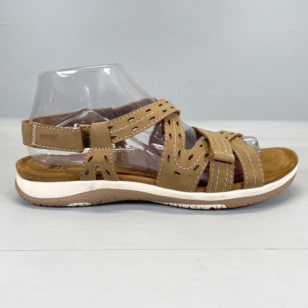 Earth Origins Strappy Sandals Womens Size 9 M Brown Slingback Comfort Shoes
